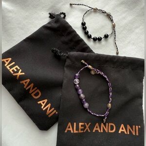 Precious Threads Onyx Amethyst Gemstone Sterling Silver Bracelet